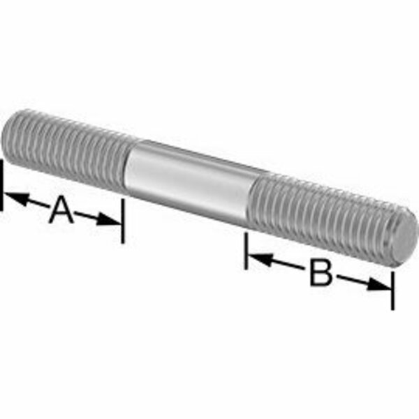 Bsc Preferred 18-8 Stainless Steel Threaded on Both Ends Stud M10 x 1.5mm Thread Size 27mm Thread len 80mm Long 92997A310